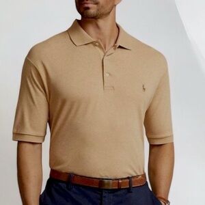 POLO Ralph Lauren Big & Tall Pique Polo Dark Tan with Pony Logo Normcore Si…
